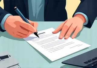 Person writing or reviewing a resume document